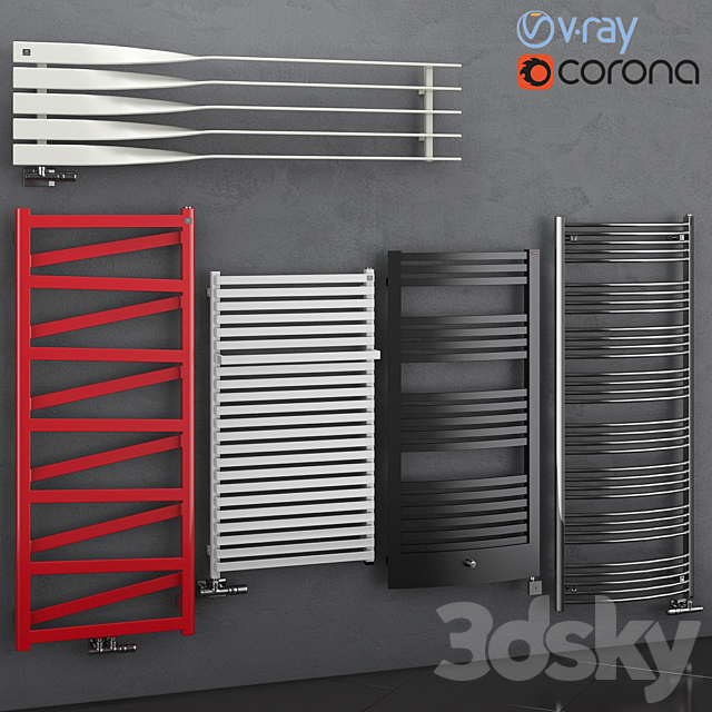 Set of heated towel rails Terma set 68 3DS Max Model - thumbnail 1