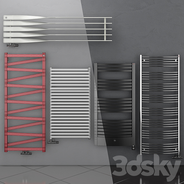 Set of heated towel rails Terma set 68 3DS Max Model - thumbnail 3