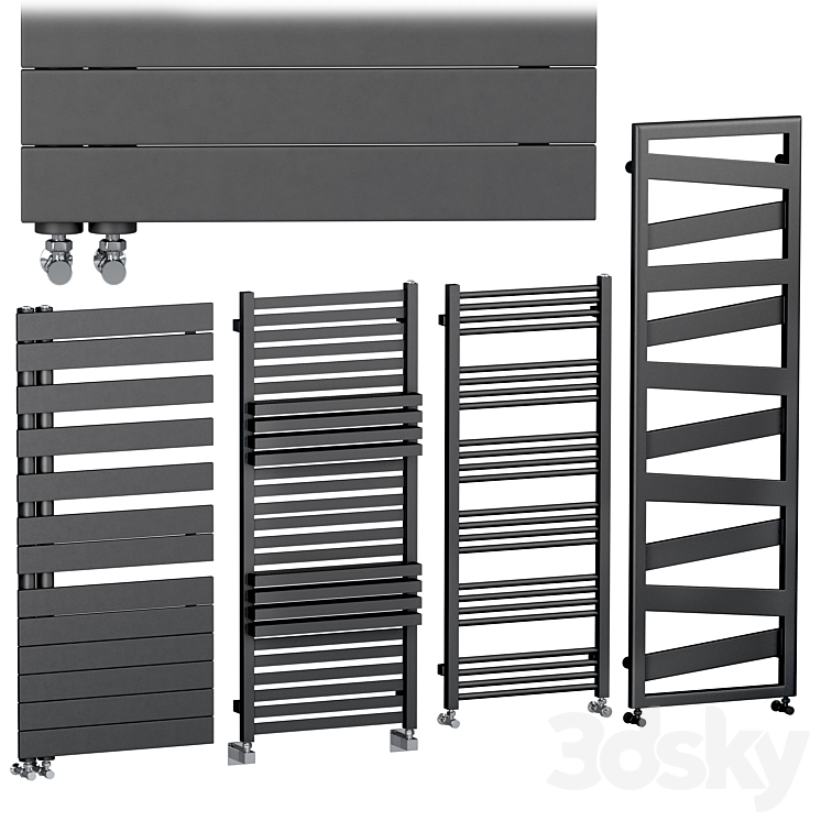 Towel Radiators set 3 3DS Max Model - thumbnail 1