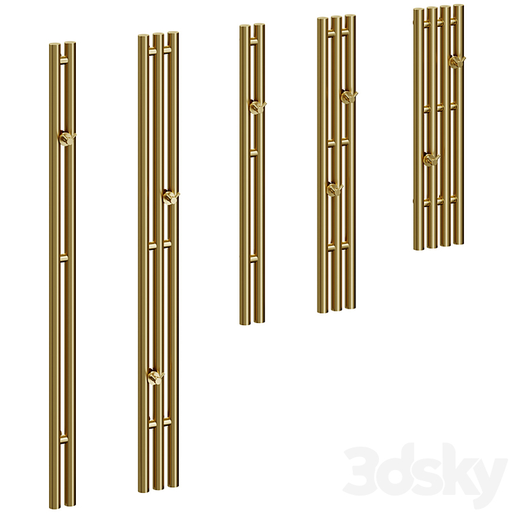 Vertical narrow heated towel rails. 5 items 3DS Max Model - thumbnail 1