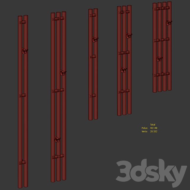 Vertical narrow heated towel rails. 5 items 3DS Max Model - thumbnail 4