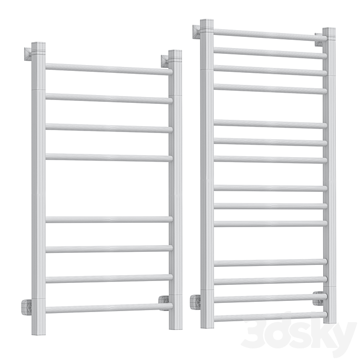 Water heated towel rail Dvin S Plaza 80\/50 white 3DS Max - thumbnail 2