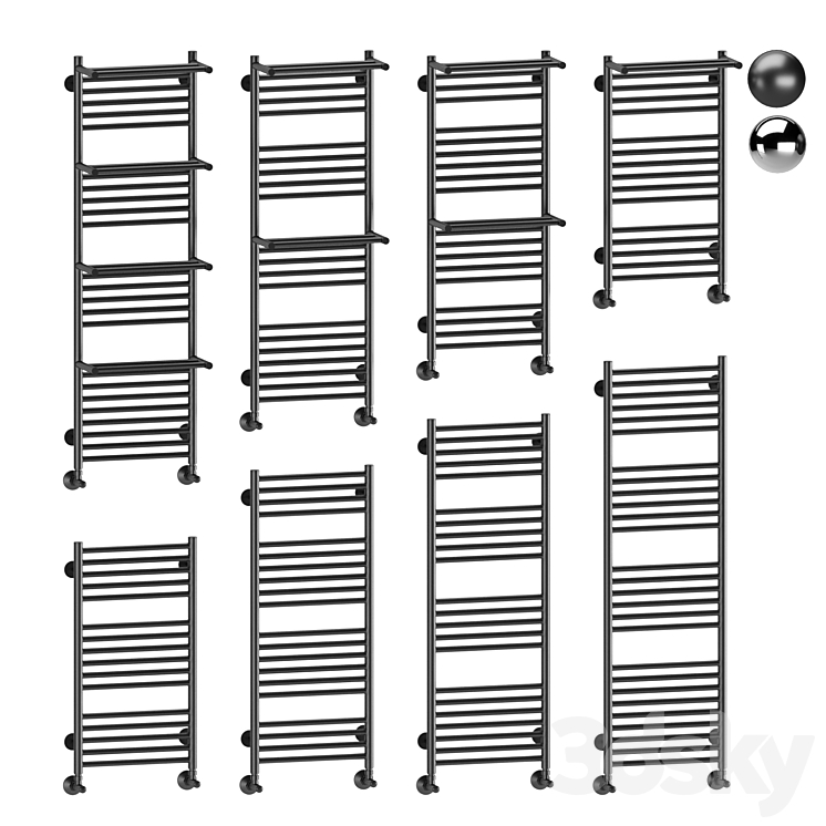 Water heated towel rail Terminus Aurora 3DS Max Model - thumbnail 1