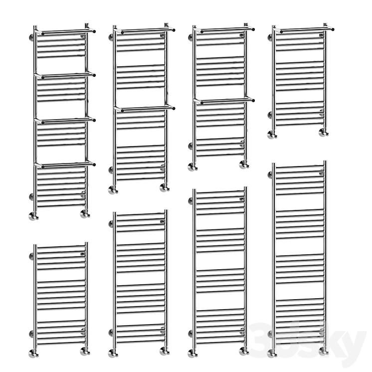 Water heated towel rail Terminus Aurora 3DS Max Model - thumbnail 2