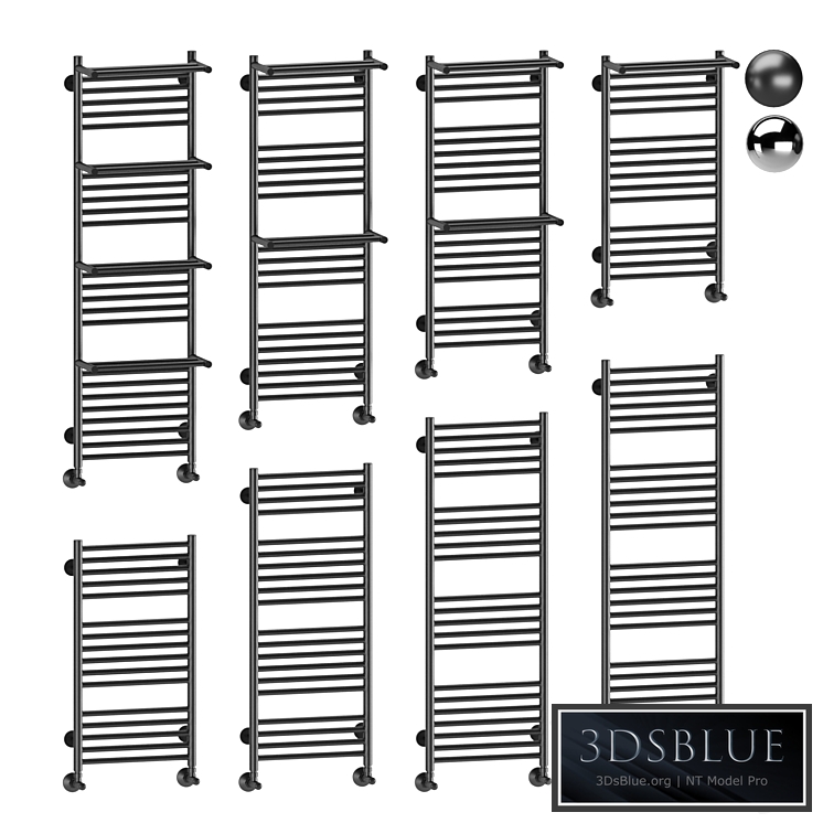 Water heated towel rail Terminus Aurora 3DS Max - thumbnail 3