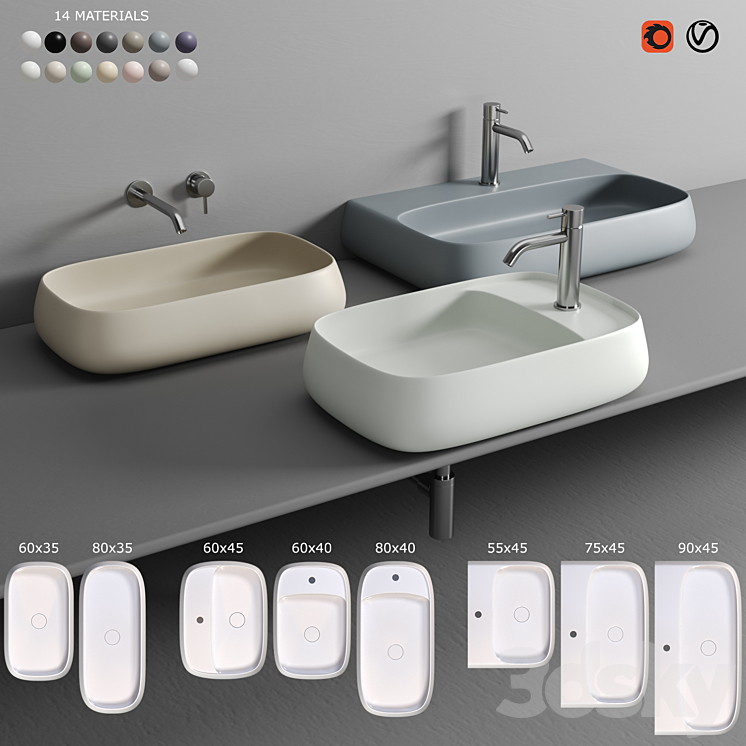 Alice Ceramica NUR Washbasin 3DS Max - thumbnail 1