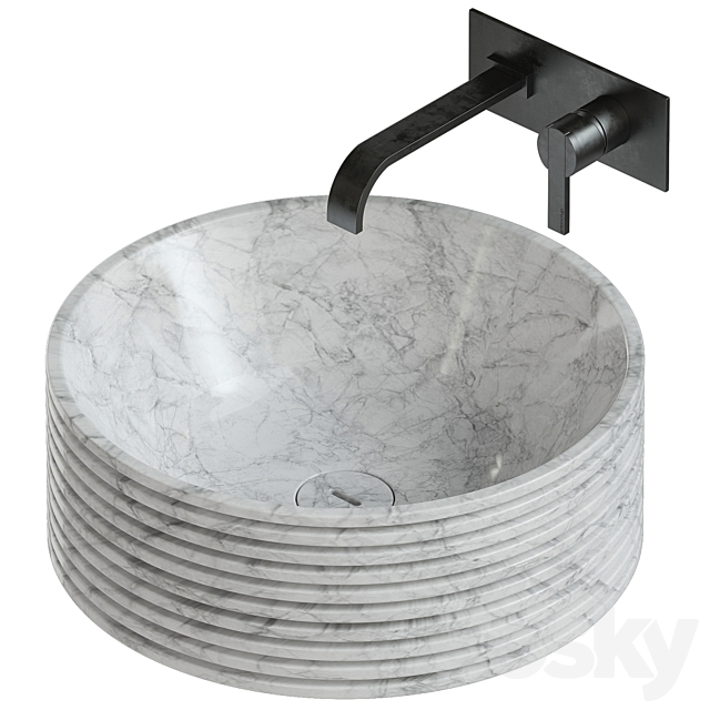 Antonio Lupi Introverso 45 Washbasin _ Bikappa BK200 Sink Mixer. 3DS Max Model - thumbnail 3