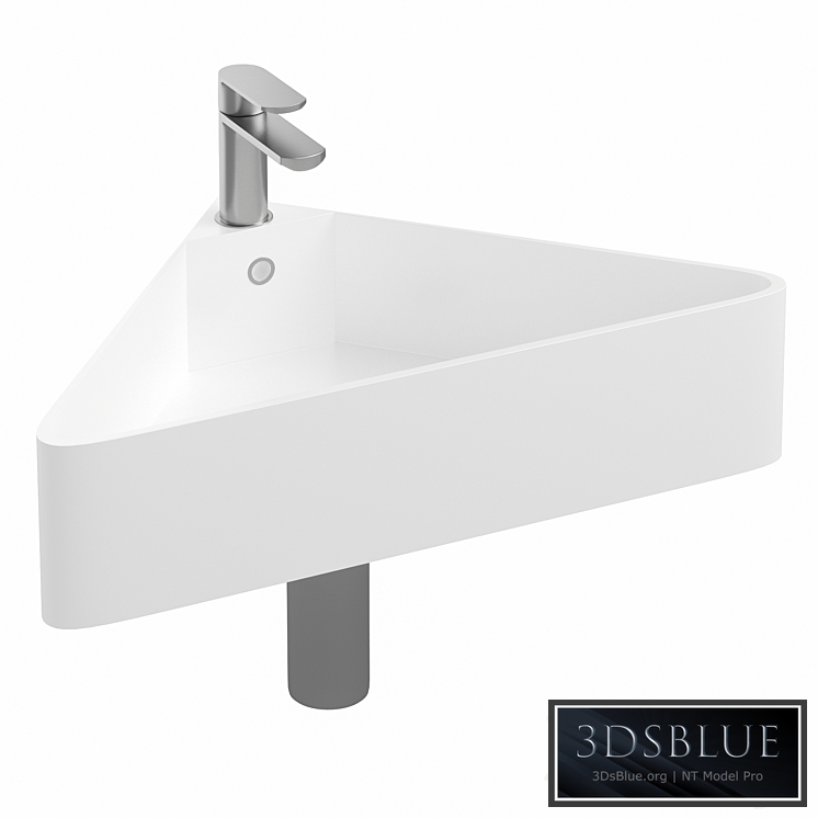 Arezzo Corner Cloakroom Basin 1TH – Gloss White 3DS Max - thumbnail 3