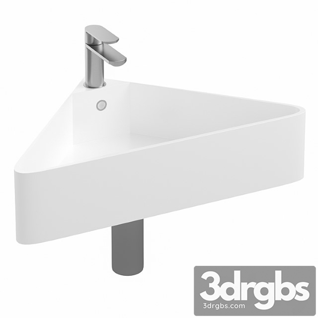 Arezzo corner cloakroom basin 1th – gloss white - thumbnail 1