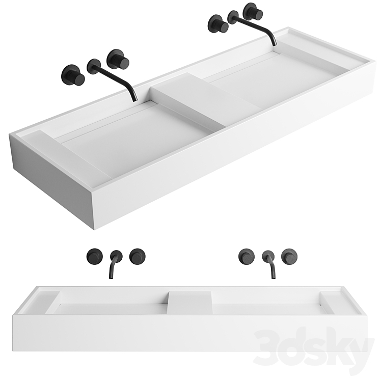 Bathroom double sink MIRAGGIO 3DS Max Model - thumbnail 3