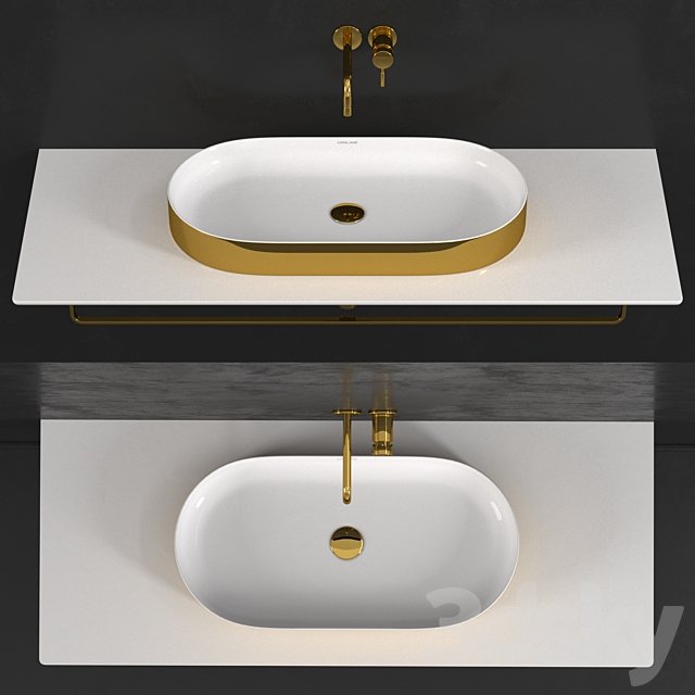 Ceramica Catalano Horizon Washbasin Gold-White + Silver-White 3DS Max Model - thumbnail 2