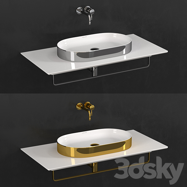 Ceramica Catalano Horizon Washbasin Gold-White + Silver-White 3DS Max Model - thumbnail 3