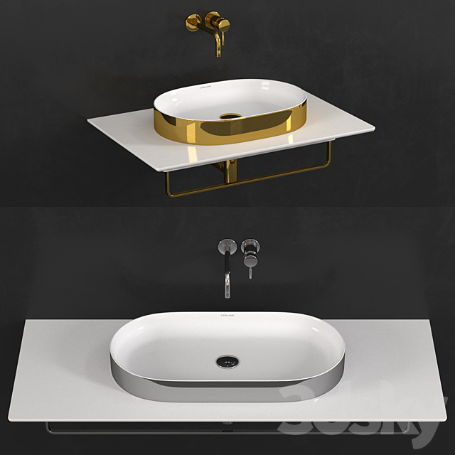 Ceramica Catalano Horizon Washbasin Gold-White + Silver-White 3DS Max Model - thumbnail 4