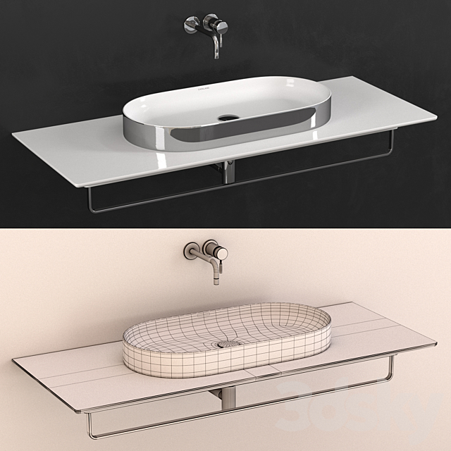 Ceramica Catalano Horizon Washbasin Gold-White + Silver-White 3DS Max Model - thumbnail 5