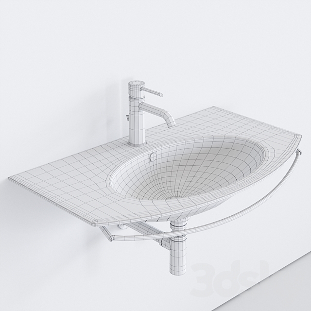 Ceramica Catalano Velis Wall-mounted Washbasin 3DS Max Model - thumbnail 5