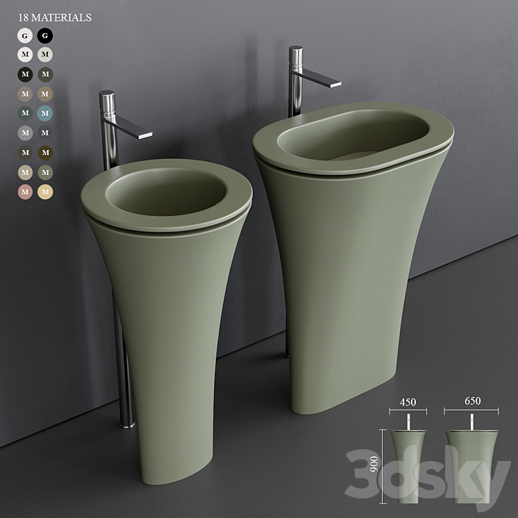 Ceramica Cielo Amedeo Freestanding Washbasin 3DS Max - thumbnail 1