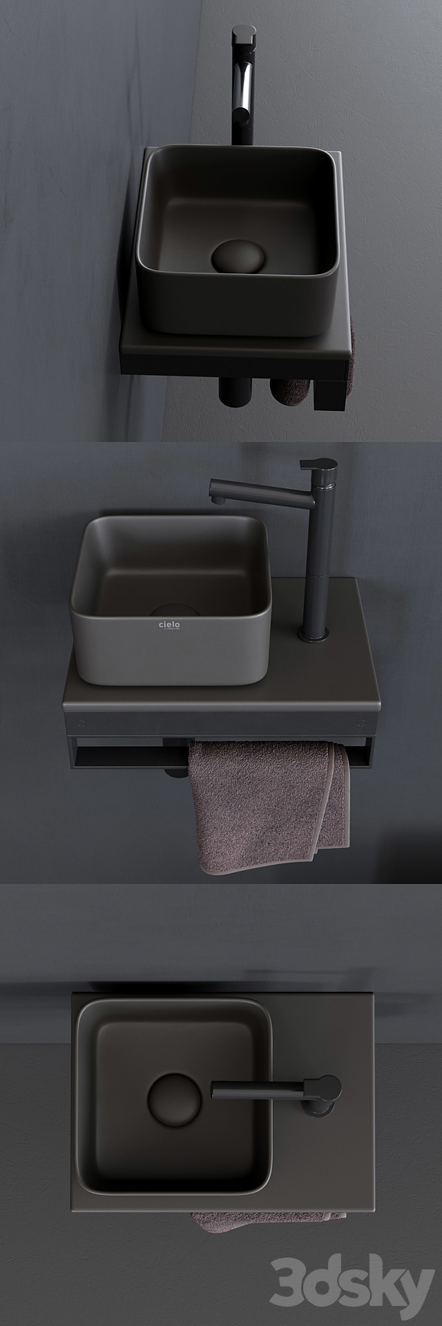 Ceramica Cielo Shui Comfort art. Milaq Square Washbasin 3DS Max Model - thumbnail 2