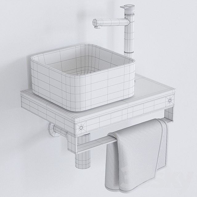 Ceramica Cielo Shui Comfort art. Milaq Square Washbasin 3DS Max Model - thumbnail 3