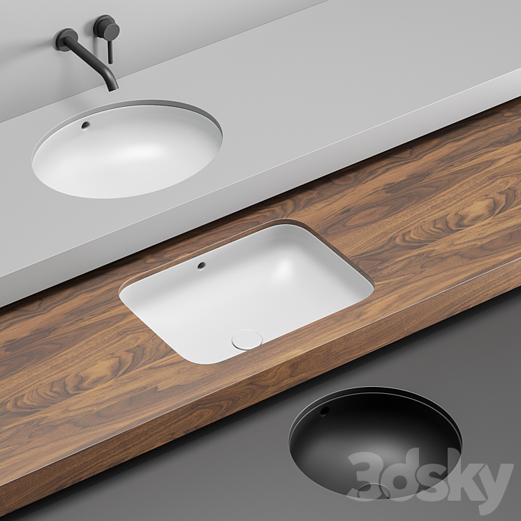 Cielo Undercounter Washbasin Set 3DS Max Model - thumbnail 1