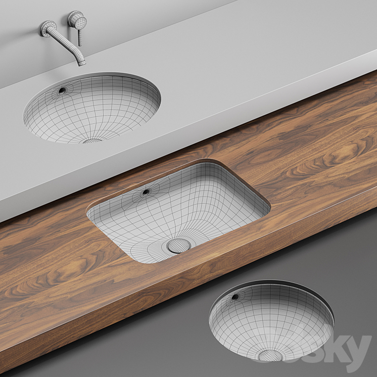 Cielo Undercounter Washbasin Set 3DS Max - thumbnail 2