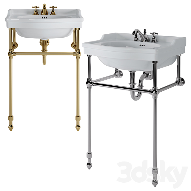 Cierra console sink with brass stand 3DS Max Model - thumbnail 2