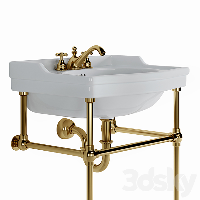 Cierra console sink with brass stand 3DS Max Model - thumbnail 3