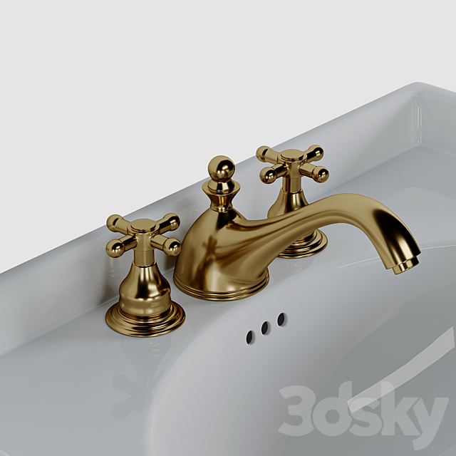 Cierra console sink with brass stand 3DS Max Model - thumbnail 4