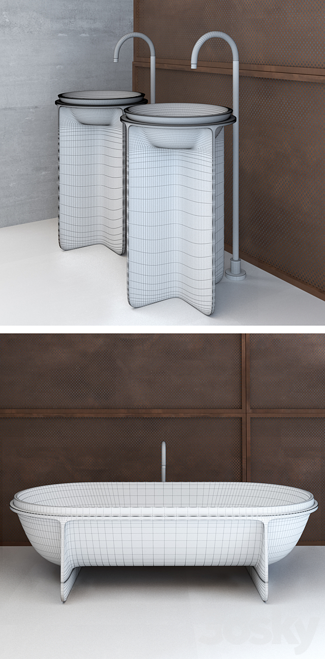 CONTROSTAMPO | Falper Washbasin and bathtub 3DS Max Model - thumbnail 3