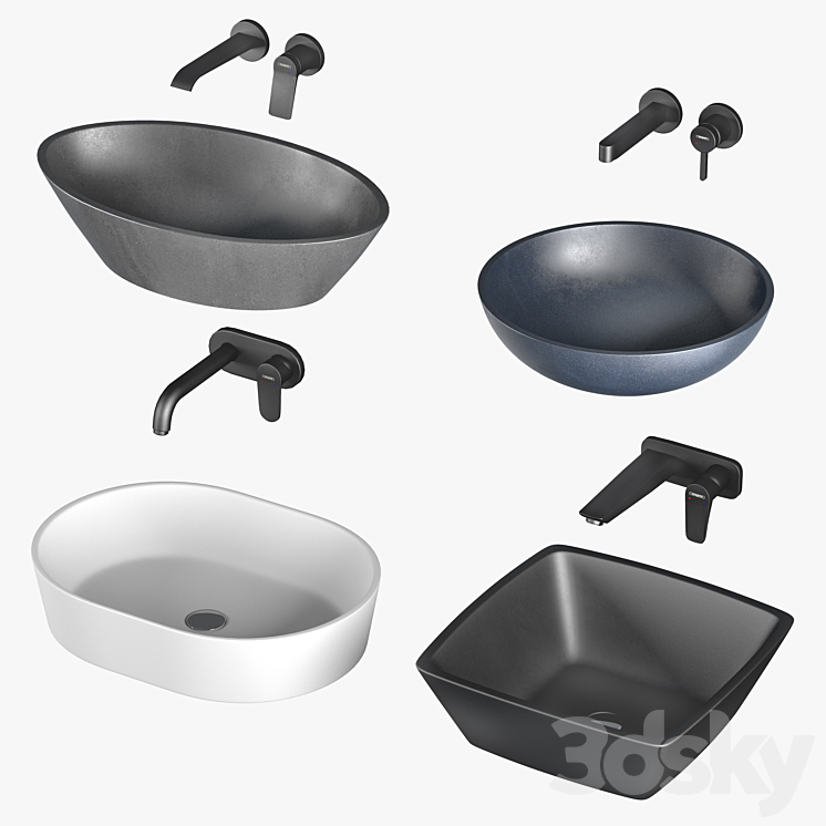 Corian sinks with Hansgrohe mixers 3DS Max Model - thumbnail 2