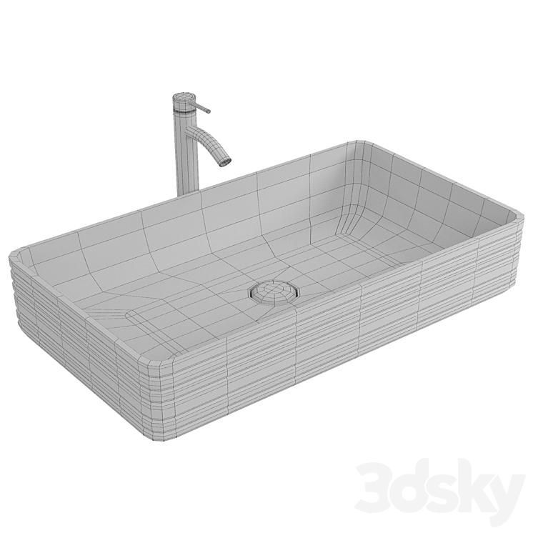 Countertop washbasin BelBagno BB1408 3DS Max - thumbnail 2