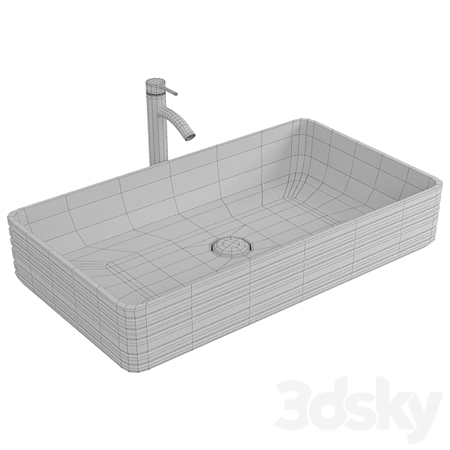 Countertop washbasin BelBagno BB1408 3DS Max Model - thumbnail 2