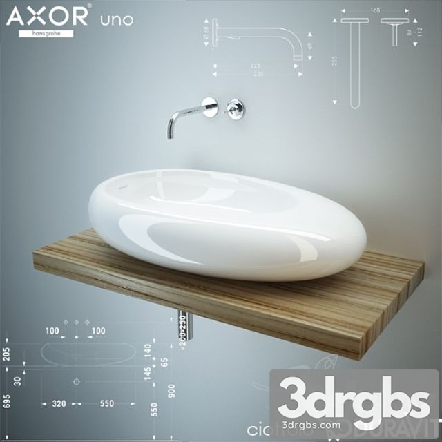 Duravit Ciottolo Hansgrohe Axor Uno 3dsmax Download - thumbnail 1