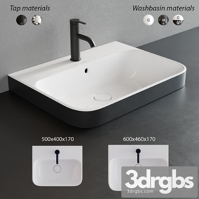 Duravit Happy D2 Plus Rectangular Washbasin 3dsmax Download - thumbnail 1