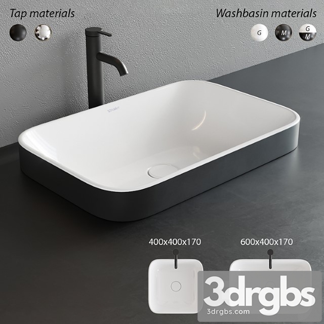 Duravit Happy D2 Plus Rectangular Washbasin Set 2 3dsmax Download - thumbnail 1