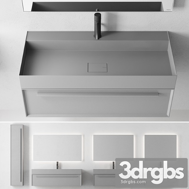 Falper 7 0 Set 2 Wall Mounted Vanity Unit With Drawers 3dsmax Download - thumbnail 1