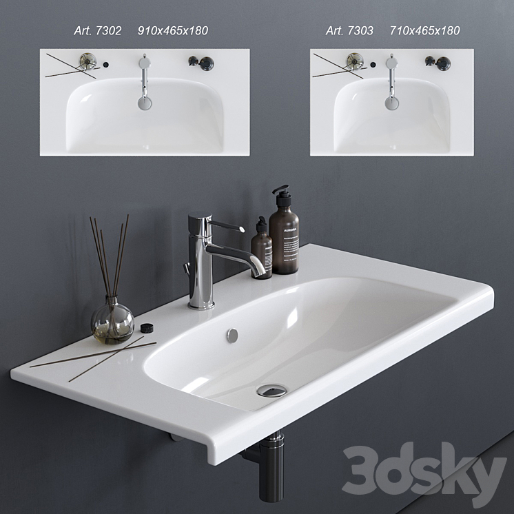 GALASSIA Dream Washbasin art. 7302 art. 7303 3DS Max - thumbnail 1