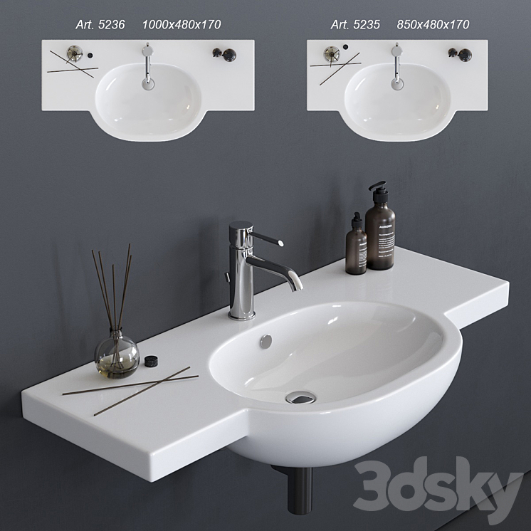 GALASSIA M2 Washbasin art. 5235 art. 5236 3DS Max - thumbnail 1