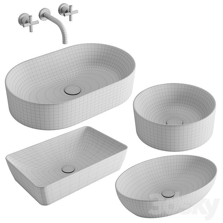 GSI ColorElements Washbasin Set 1 3DS Max - thumbnail 2