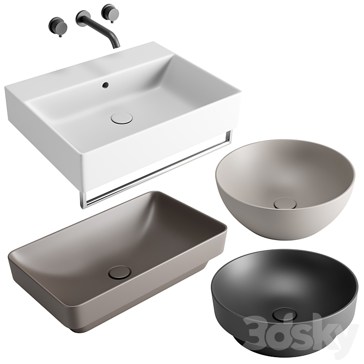 GSI ColorElements Washbasin Set 2 3DS Max Model - thumbnail 1