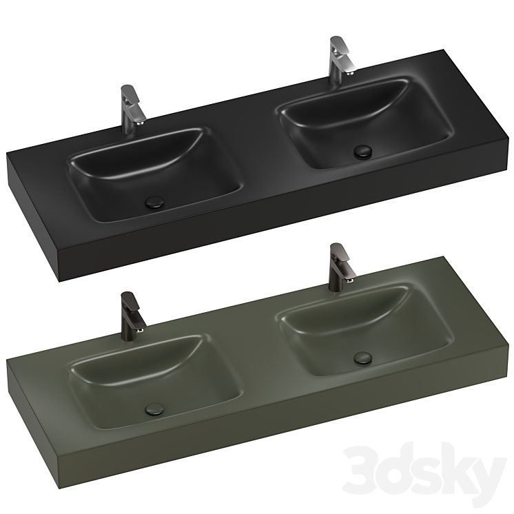 INBANI D worktops washbasins set 3DS Max Model - thumbnail 2