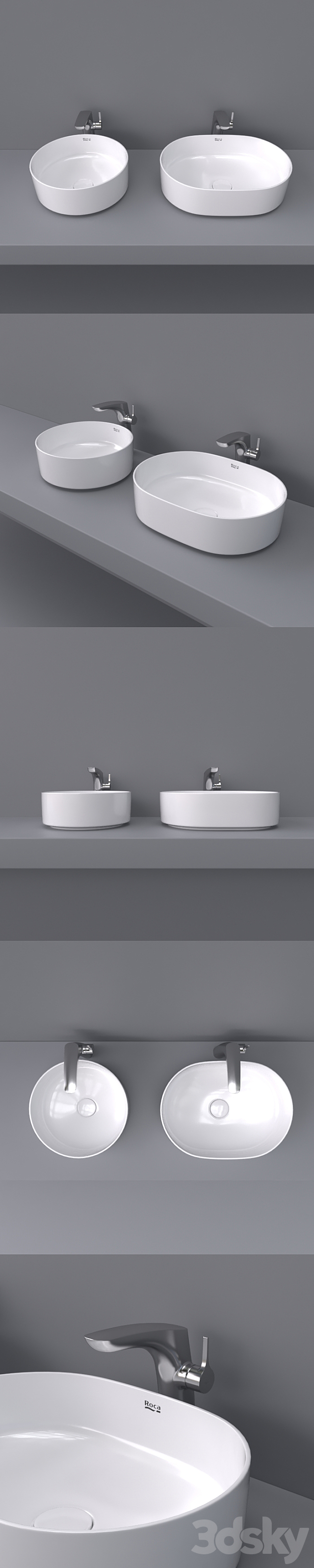 Inspira by Roca over wash basin 50×37 and 37×37 round 3DS Max Model - thumbnail 2