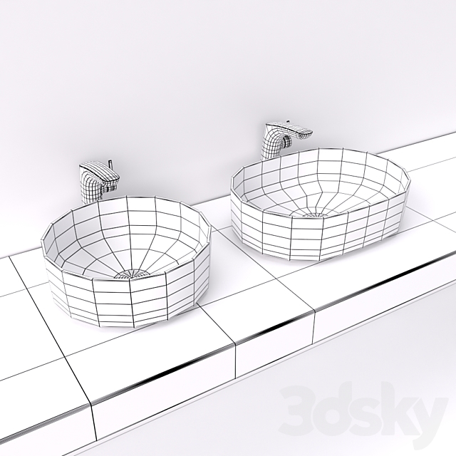 Inspira by Roca over wash basin 50×37 and 37×37 round 3DS Max Model - thumbnail 3