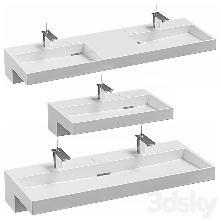 Jacob delafon terrace wall-hung washbasin 3DS Max Model - thumbnail 1