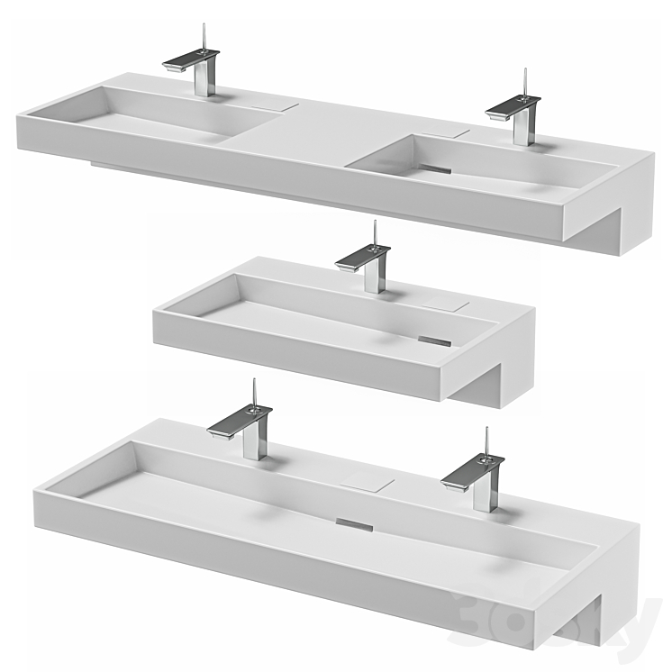 Jacob delafon terrace wall-hung washbasin 3DS Max Model - thumbnail 2