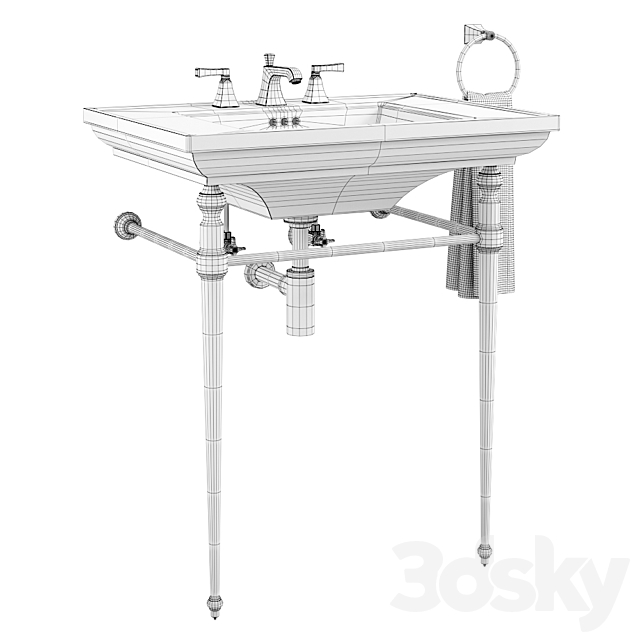 KOHLER “Memoirs” Console Table Bathroom Sink 3DS Max Model - thumbnail 5