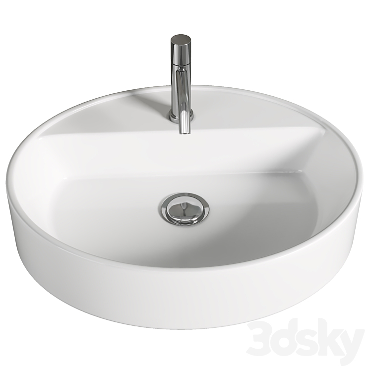 Lavabo da appoggio con foro rubinetto Londra ovale 50 Olympia 3DS Max Model - thumbnail 2