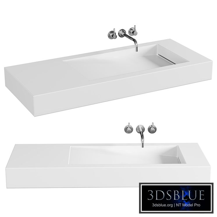 Lavabo suspendu – Solid surface Blanc Mat – 120×50 cm – Feel 3DS Max - thumbnail 3