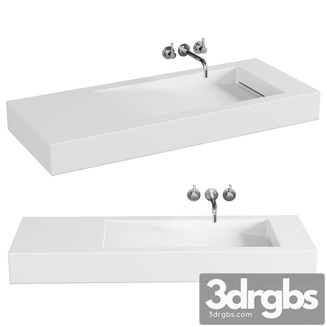 Lavabo Suspendu Solid Surface Blanc Mat 120×50 Cm Feel 3dsmax Download - thumbnail 1