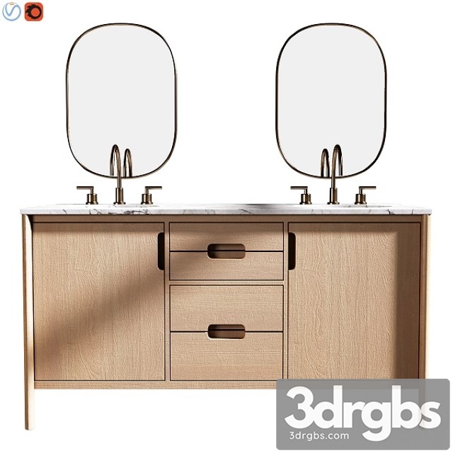 Manzanita 60 Double Sink Vanity 3dsmax Download - thumbnail 1