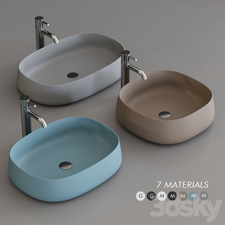 Olympia Ceramica Paddle Washbasin 3DS Max - thumbnail 1